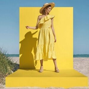 Lisa Marie Fernandez Polka Dot One Shoulder Dress